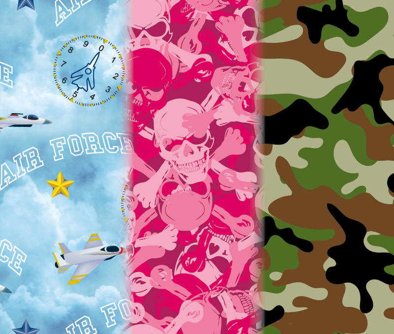 Military designs include air force, pink skulls and camouflage options