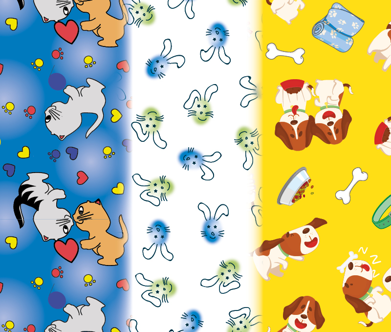 Pet designs include cats and dogs