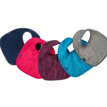 Bundle of coloured bibs in absorbent fabric
