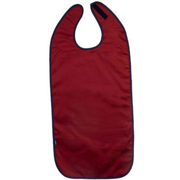 Adult long bib in burgundy in absorbent fabric