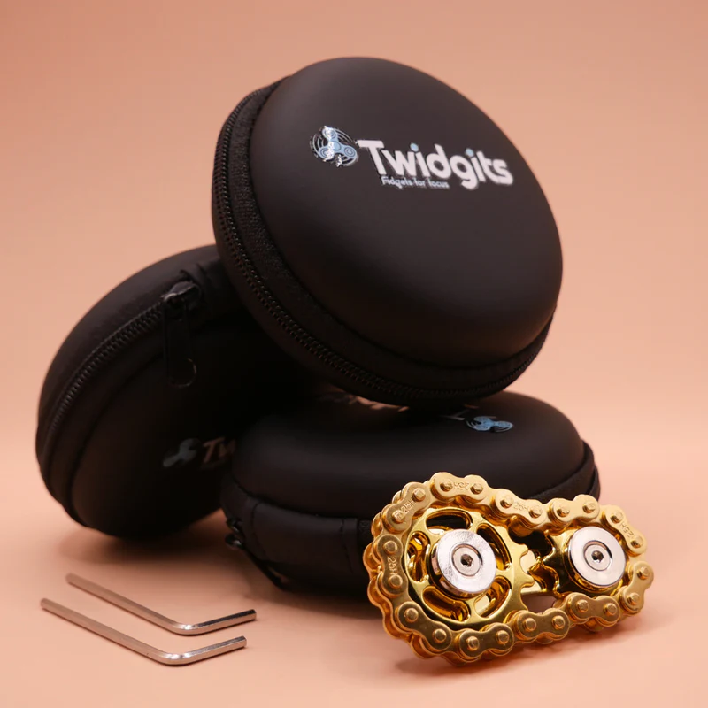 Twidgit shown in gold with case