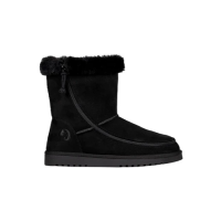 Women's black billy cozy boots with a side zip and fleece top.