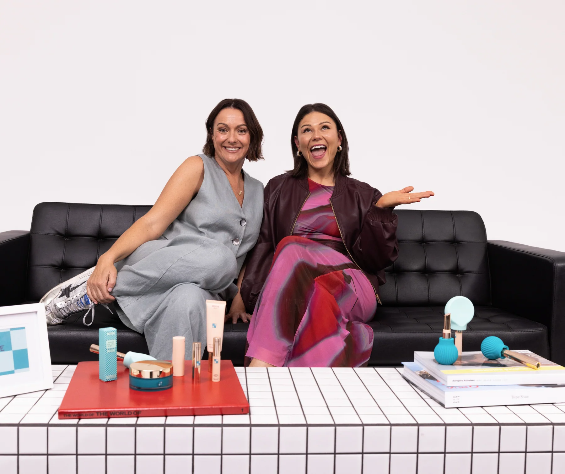 Founder Storm is pictured with comedian Celeste Barber due to their collaboration.