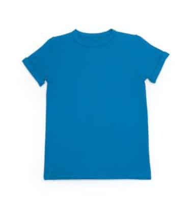 Bright blue t shirt on a white background