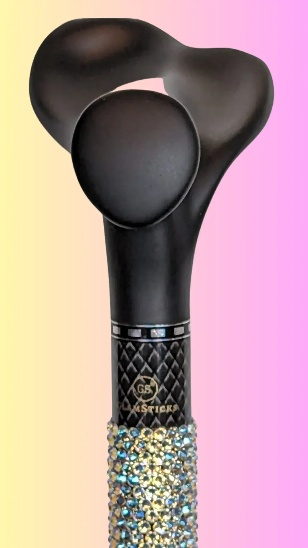 Close up of a bejewelled walking stick