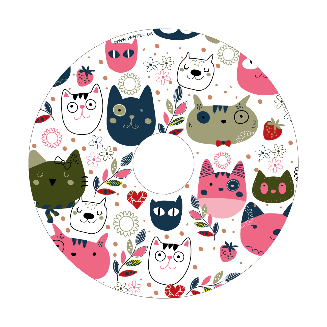 Wheel cover in a cat face design