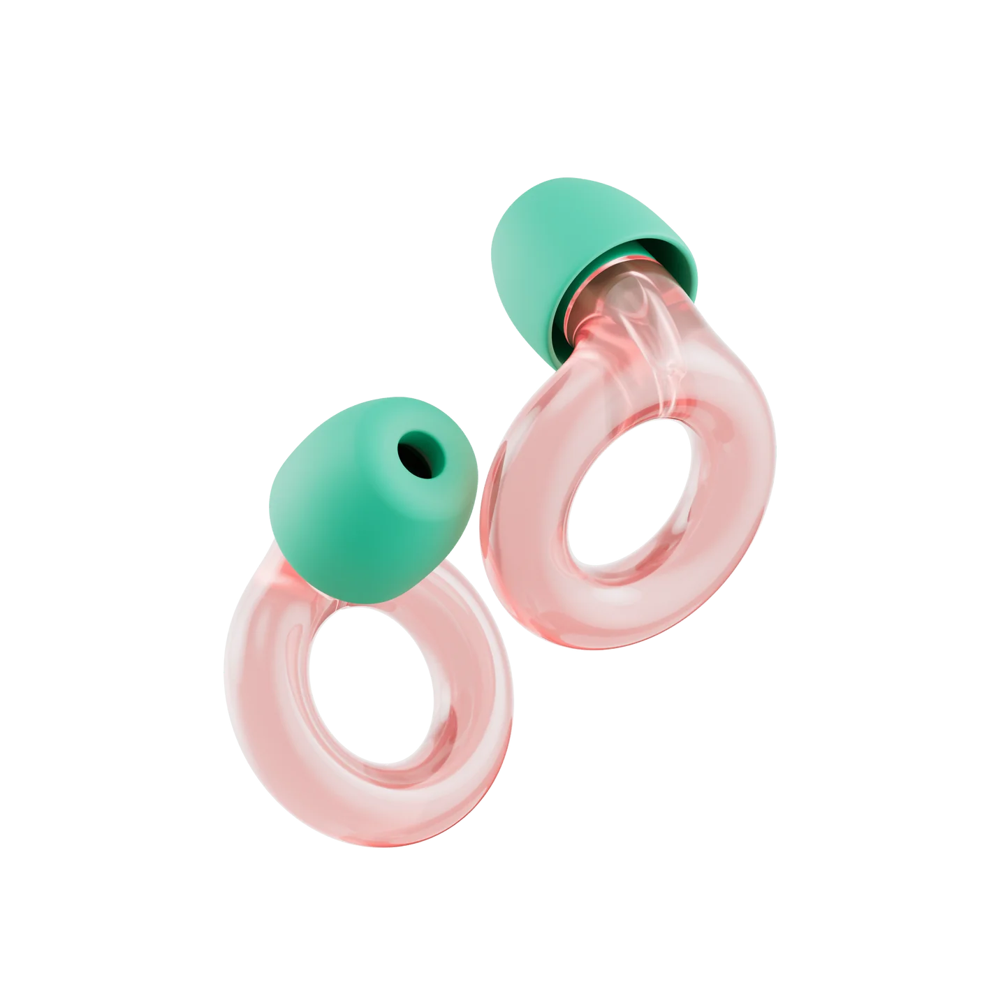 Kids earplugs in pink and green