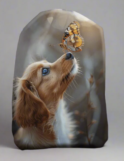 Stoma bag cover go puppy with a butterfly