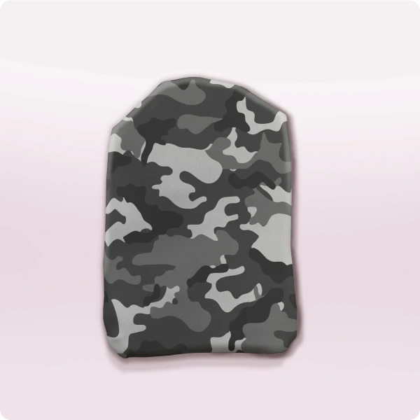 Blizzard Camouflage Stoma Bag Cover, in a grey theme camouflage pattern