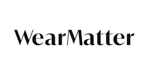 Wear Matter written in a combination of handwritten font and stylish uppercase font, in navy blue on a white background.