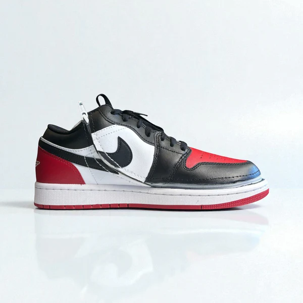 Black and red men's Nike trainer with zip opening shown
