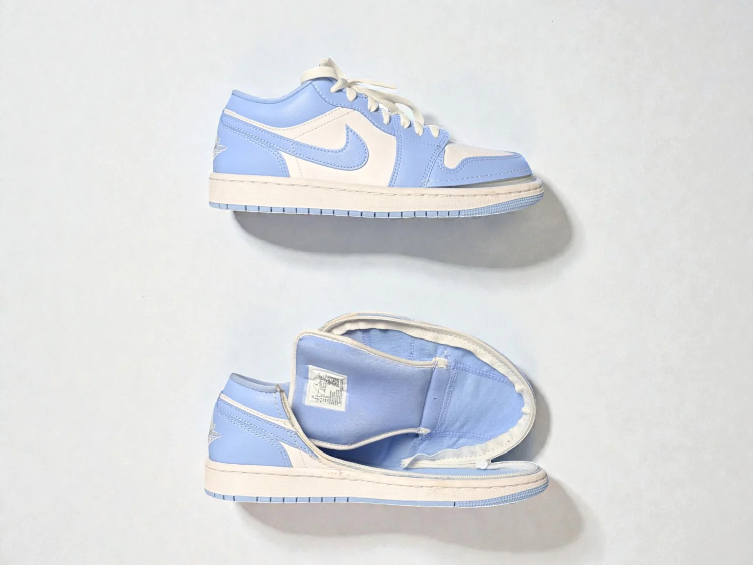 Pair of blue kids shoes converted by Zipped
